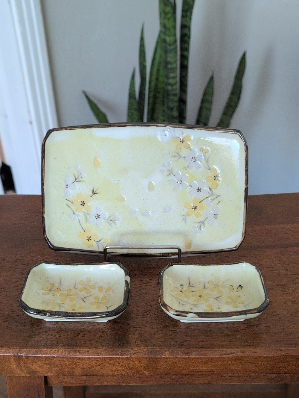 Vintage Small Sushi  And Wasabi Plate Ceramic Serving Tray Set